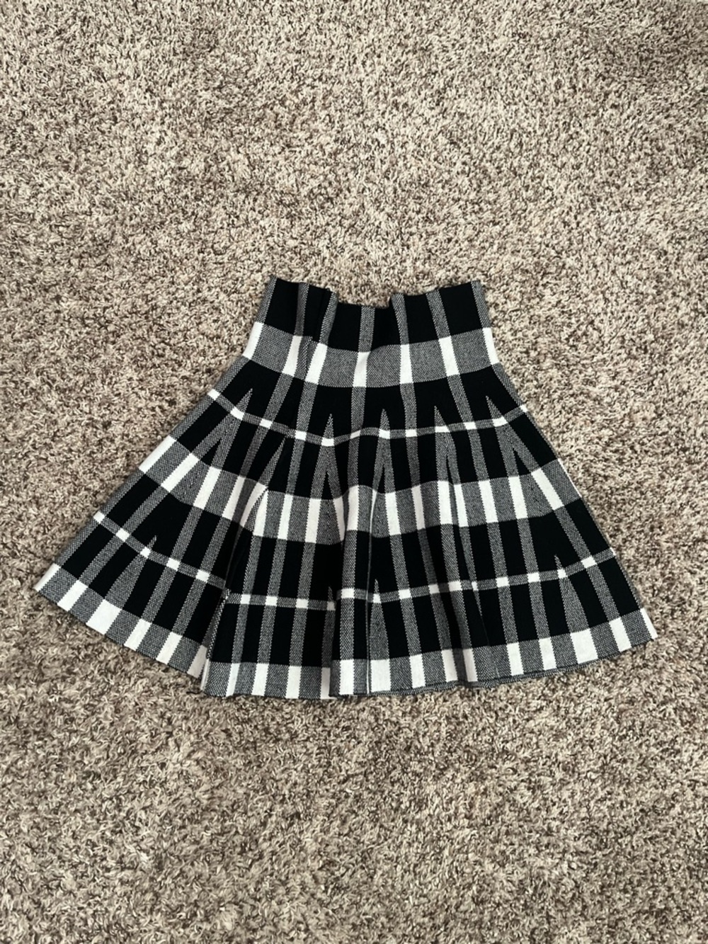 Black & White Plaid Circle Skater Skirt